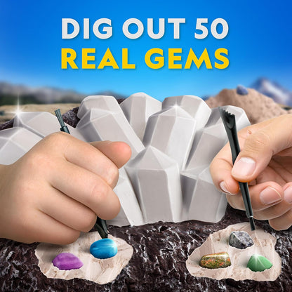 National Geographic Gemstone Dig Kit – Dig Up 10 Real Gemstones and Crystals, Science Kit for Kids, Gem Digging Kit, Gift for Girls and Boys, Mining Kit, Rock Collection