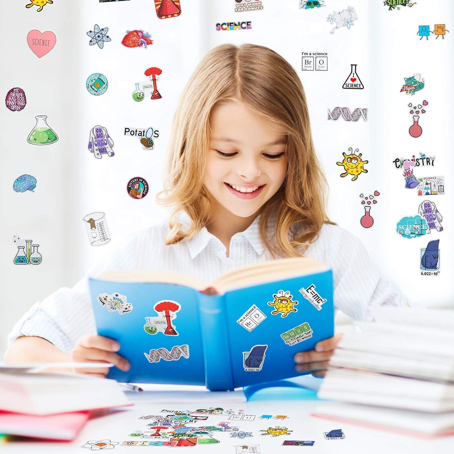 Zonon 200 Pcs Science Stickers for Students Kids Science Teachers Must Haves Chemistry Biology Physics Stickers Classroom Decor Decals for Laptop Water Bottle Notebook Decor(Classic Style)