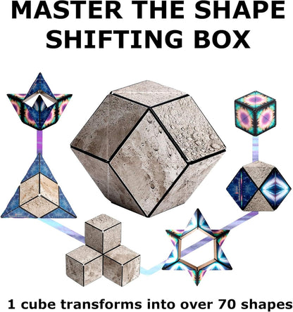 Shashibo Shape Shifting Box - Award-Winning STEM Fidget Toy with Ultra Strong Magnets - Puzzle Cube Transforms Into 100+ Shapes, Perfect Sensory Gift for Kids, Teens, and Adults (Blue Planet)