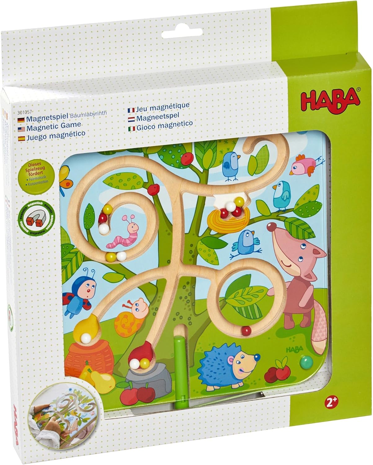 HABA Tree Maze Wooden Magnetic Puzzle Game - Develops Fine Motor Skills & Color Recognition