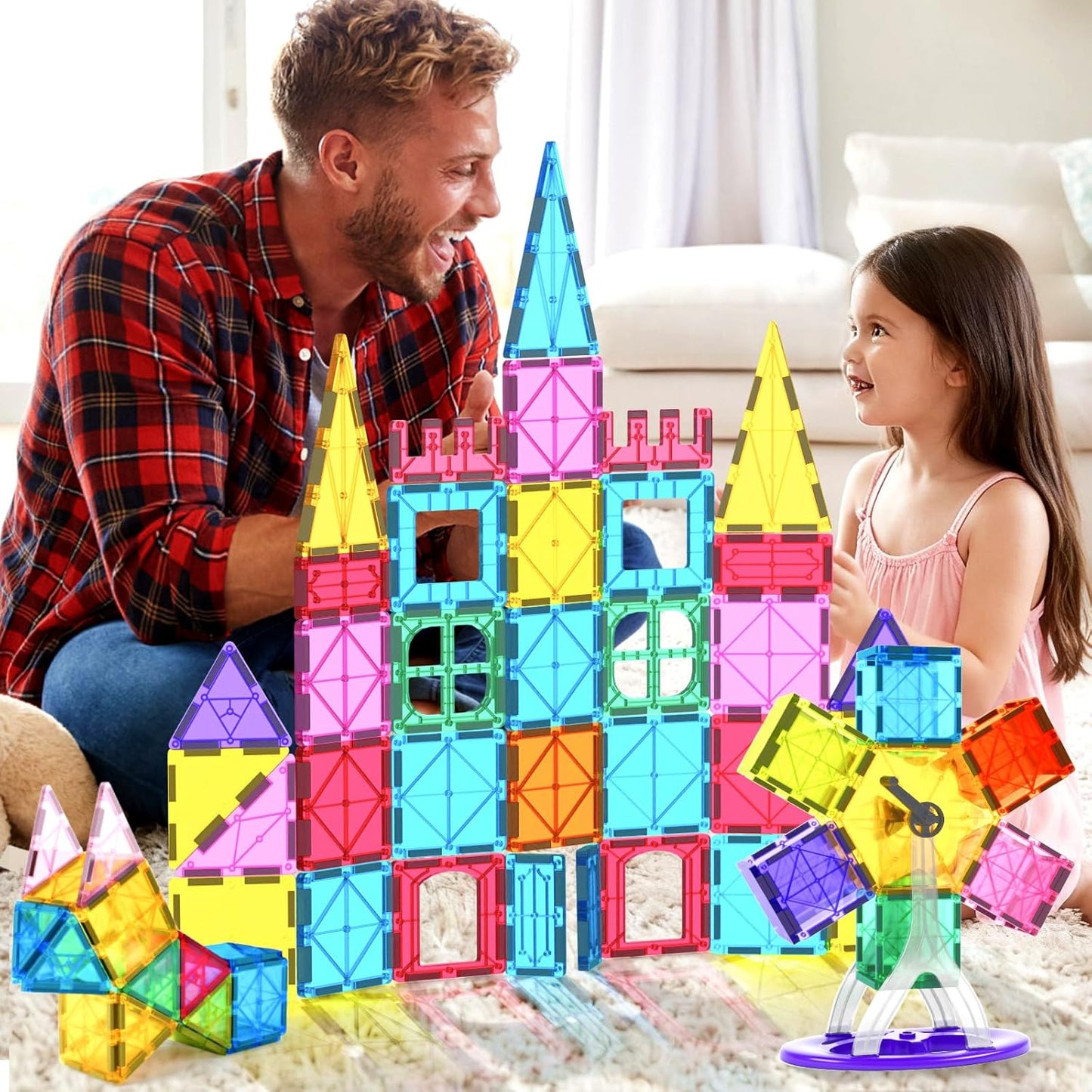 Jasonwell 110PCS Magnetic Tiles Building Blocks Set for Boys Girls Preschool Educational Magnet Construction Kit Stacking STEM Toys Christmas Birthday Gifts for Kids Toddlers 3 4 5 6 7 8 9 + Year Old