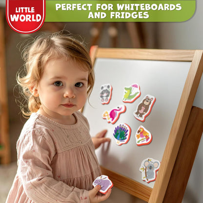 Little World Large Set of Safe and Durable Fridge Magnets for Toddlers 1-3 | Foam Refrigerator Magnets for Kids with Gift Box | Waterproof, Non-Toxic Cars & Vehicles Magnets for Children and Babies 1+
