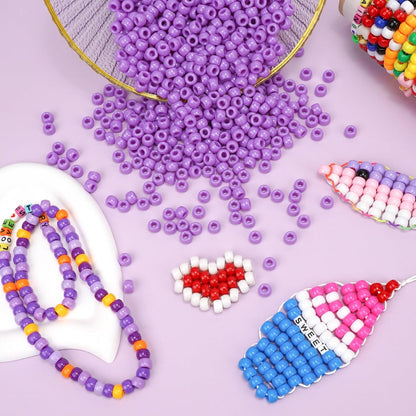 Dowsabel Brown Pony Beads Bulk 1000 Pcs 6x9mm, Large Hole Kandi Hair Beads for Braids Bracelets, DIY Friendship Bracelets Necklaces Jewelry Making Crafts and Gifts
