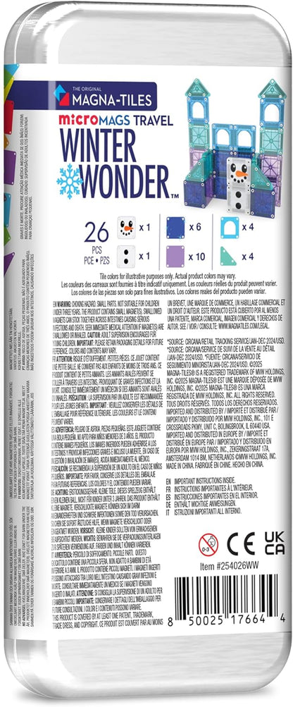 Magna-Tiles microMAGS 26-Piece Travel Magnetic Construction Set – Bold Colors, The Original Magnetic Building Brand