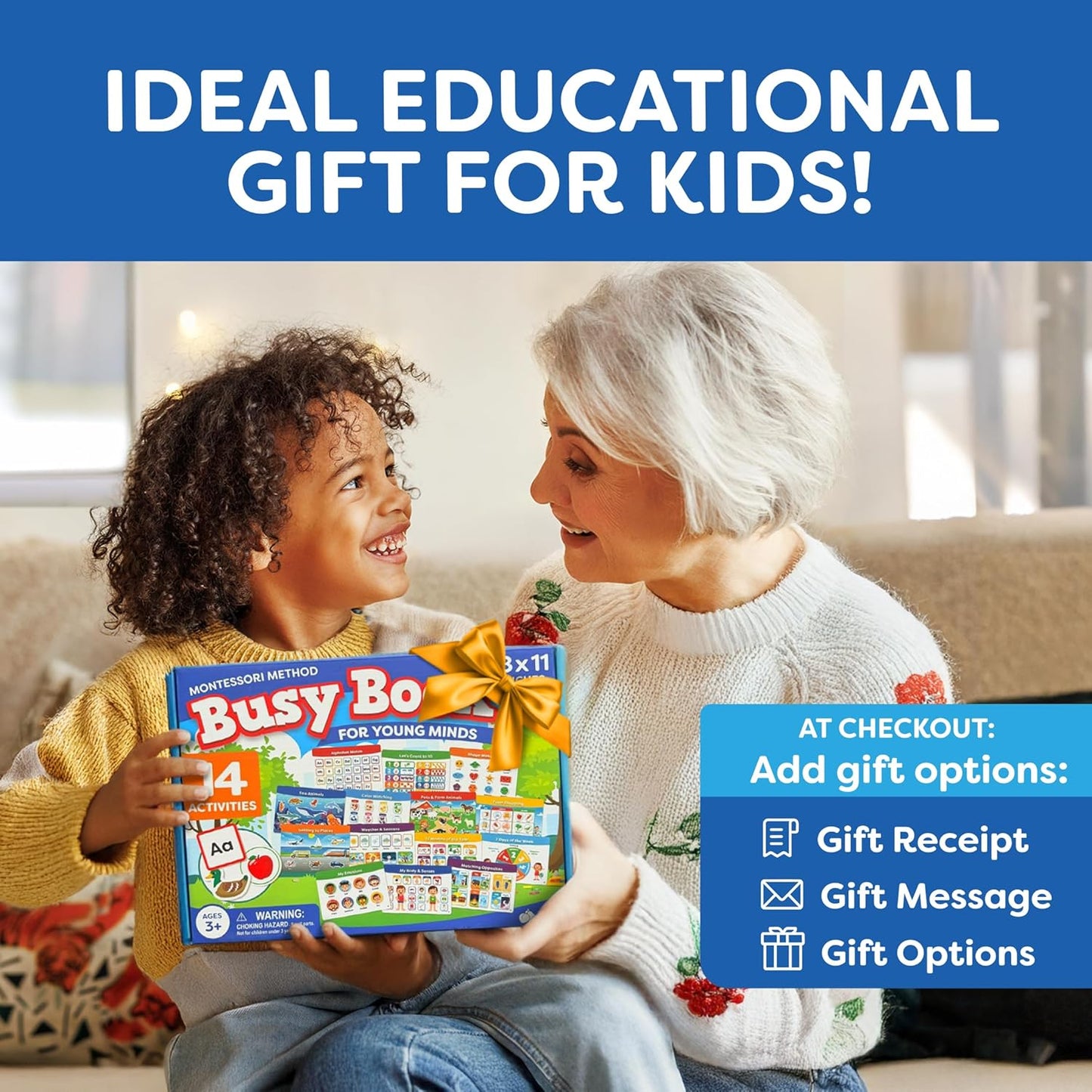 Montessori Preschool Busy Book for Toddlers Ages 3 and Up - Preassembled - Preschool Learning Activities Montessori Educational Toys - Gifts for 3 Year Old Boys, Toddler Learning Toys Activities