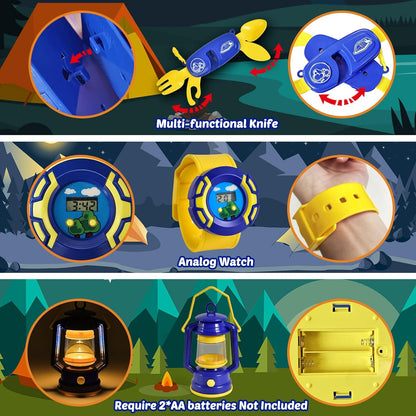FUN LITTLE TOYS Pop Up Play Tent with Camping Gear and Tools Set, Outdoor Toys for Kids
