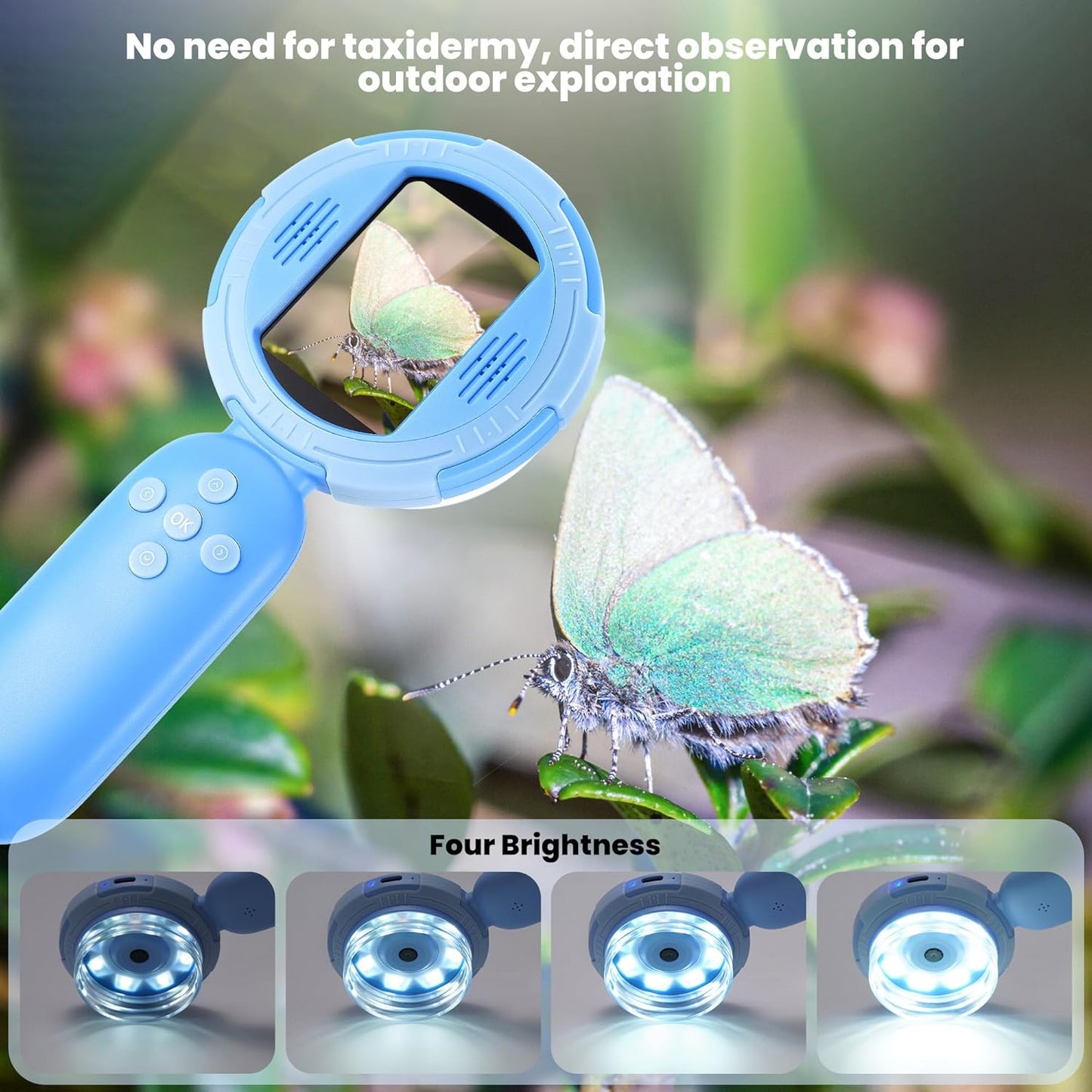Handheld Microscope for Kids, Mini Digital Microscope for Kids with 2'' Inch Screen,Geology Educational Science for Age 4 5 6 7 8 Girls&Boys
