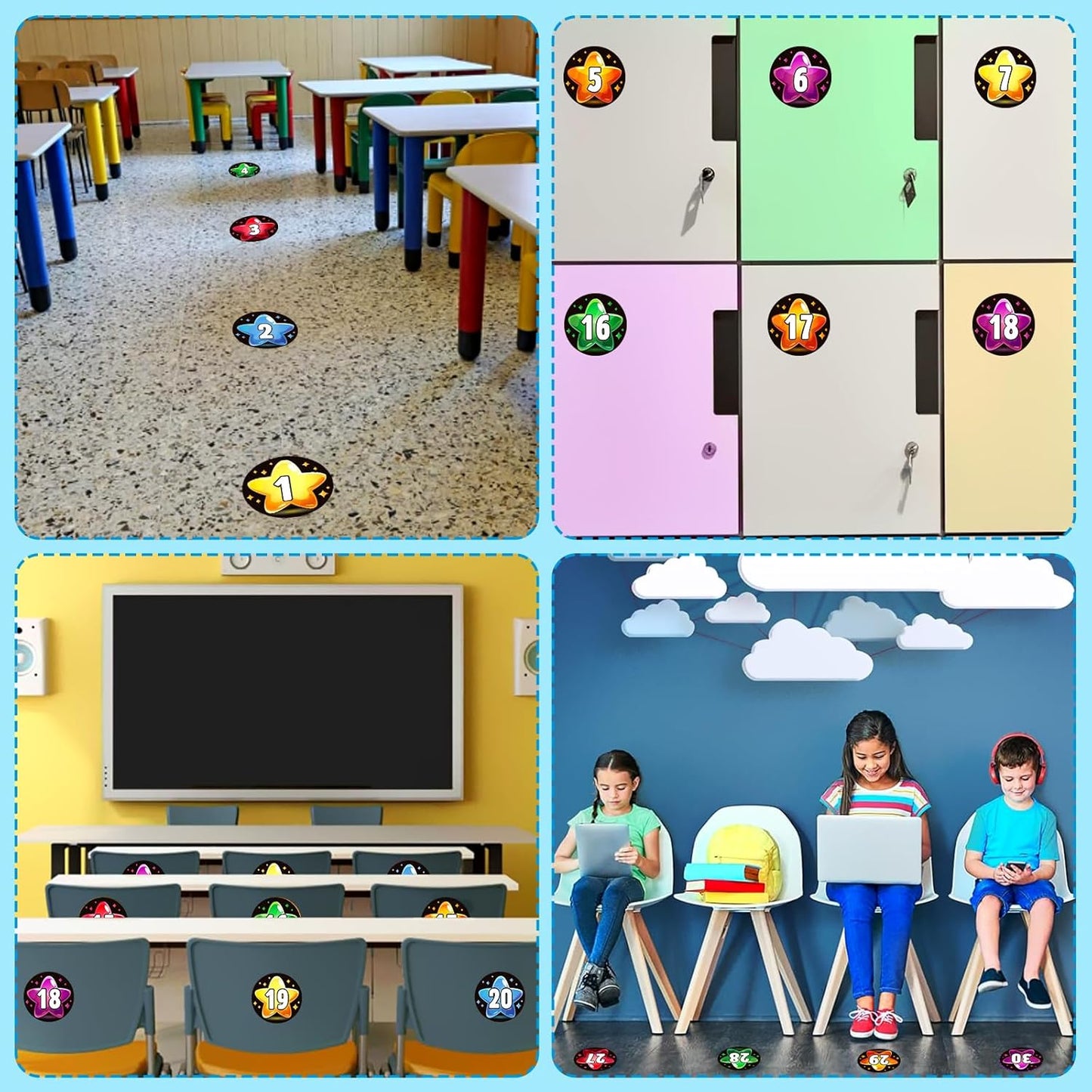 SICOHOME Number Spot Markers Stickers - 36Pcs Line up Spots for Classroom Floor Number Stickers for Classroom Line up Dots Numbers Floor Numbers Back to School Kindergarten Preschool Supplies