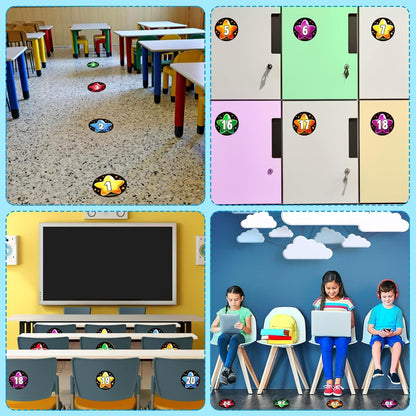 SICOHOME Number Spot Markers Stickers - 36Pcs Line up Spots for Classroom Floor Number Stickers for Classroom Line up Dots Numbers Floor Numbers Back to School Kindergarten Preschool Supplies