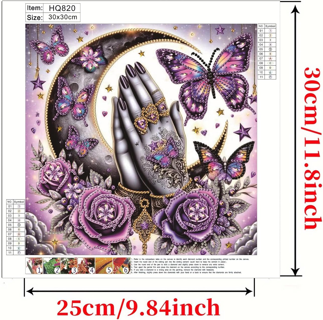 POETRYDRAW Pink Butterfly Special Shaped 5D DIY Partial Drill Diamond Art Painting Kit 30x30cm (Butterfly-1)