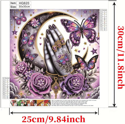 POETRYDRAW Pink Butterfly Special Shaped 5D DIY Partial Drill Diamond Art Painting Kit 30x30cm (Butterfly-1)