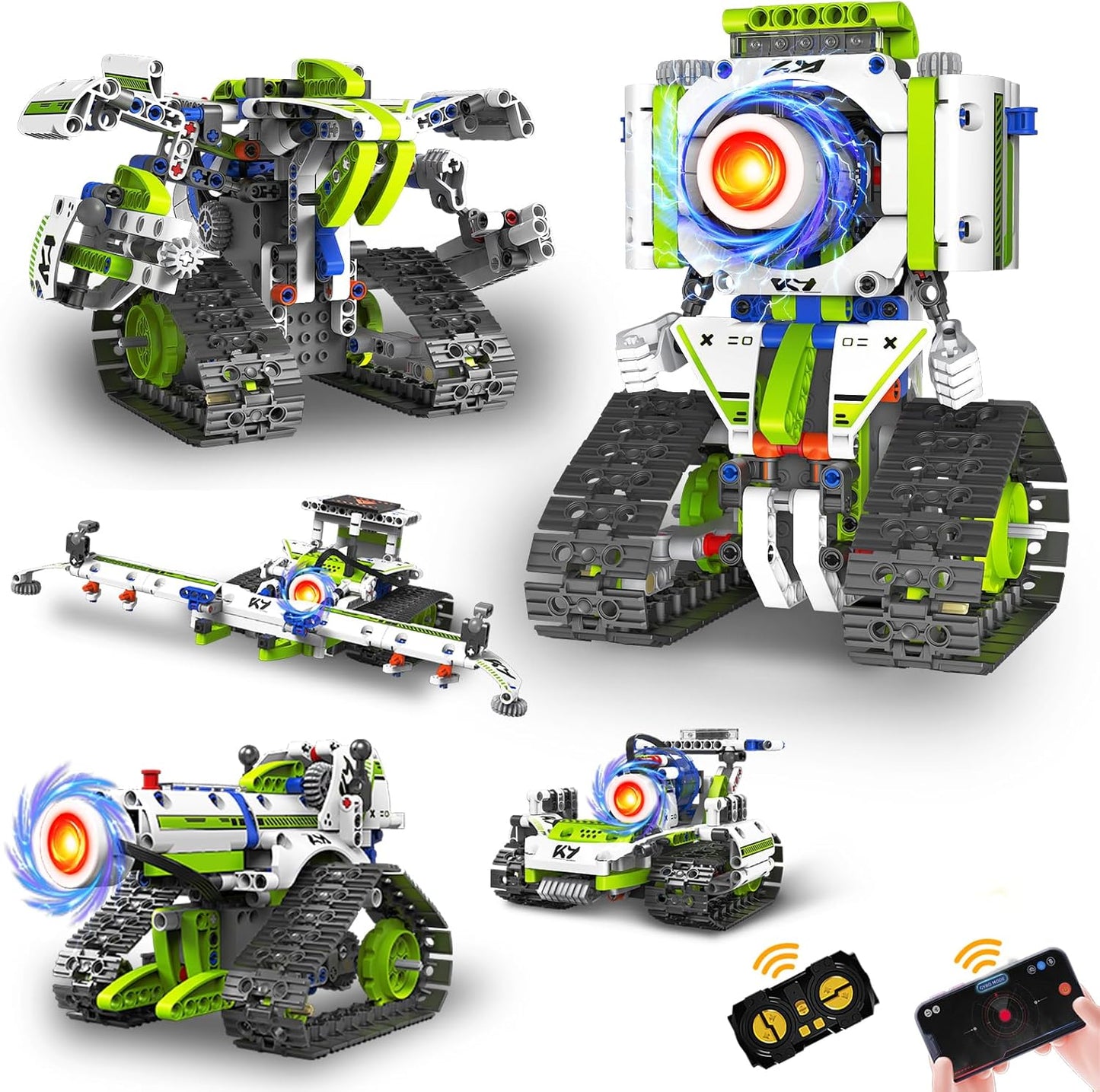 STEM Robot kit for Kids Ages 8-12, 5 In1 Science Building Blocks Kit, Remote & App Control Chainsaw Robot Toys, Technic Engineering Construction Sets for Kids 8 9 10 11 12 13 (429PCS)
