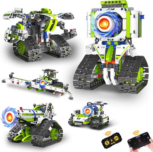 STEM Robot kit for Kids Ages 8-12, 5 In1 Science Building Blocks Kit, Remote & App Control Chainsaw Robot Toys, Technic Engineering Construction Sets for Kids 8 9 10 11 12 13 (429PCS)