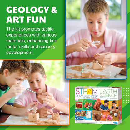 4M - STEAM Earth Science - Educational Science Kits for Kids Ages 5+ with 5 Experiments: Volcano Eruption, Excavate Crystals, Crystal Growing, & More - Hands-On Geology STEM Learning Science for Kids