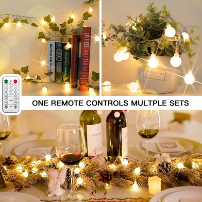 suddus String Lights for Bedroom, 66ft 200 Led Connectable Globe String Lights Indoor, Hanging Fairy Lights Plug in with Remote for Kids Room Dorm Classroom Outdoor Christmas Tree Decor, Warm White