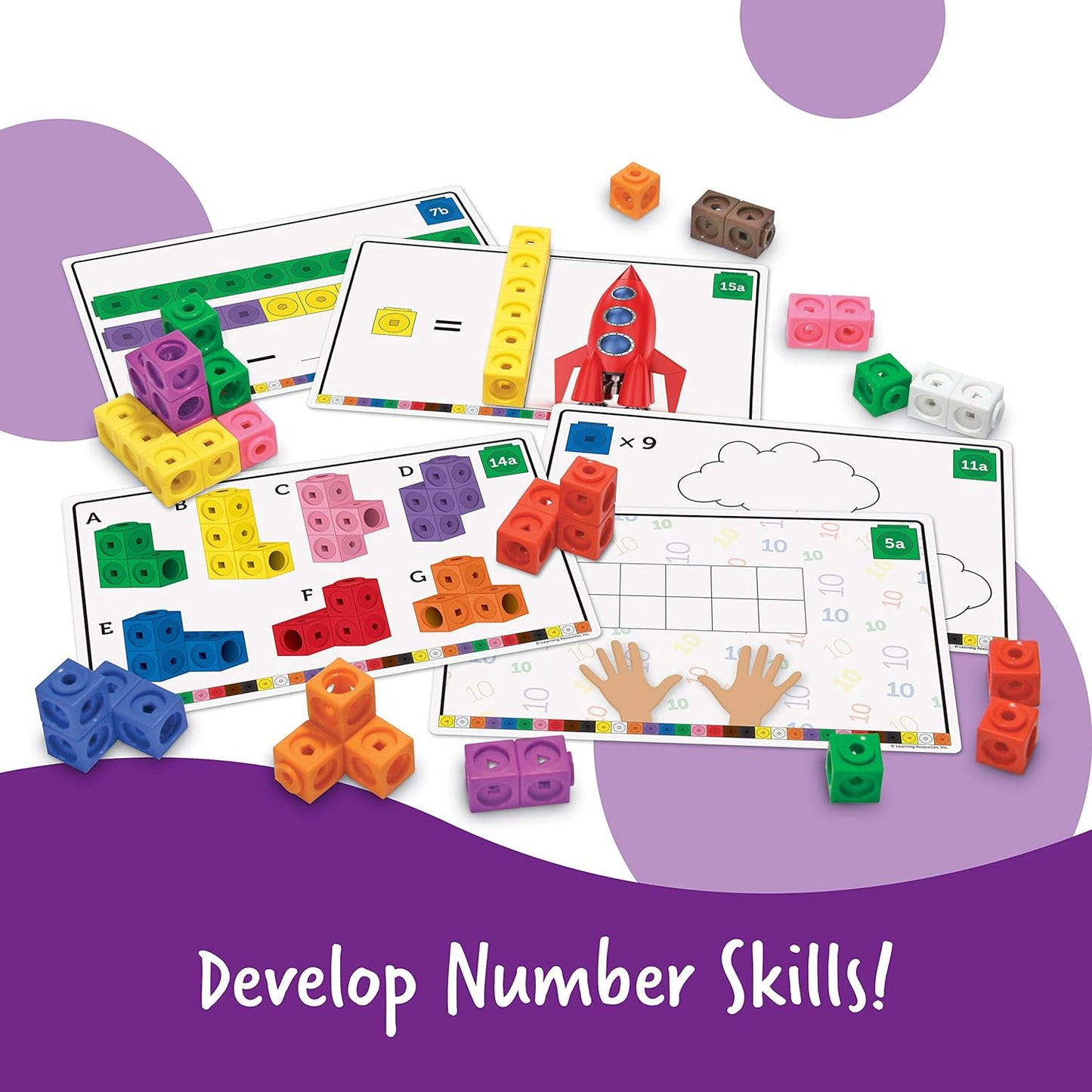 Learning Resources MathLink Cubes Kindergarten Math Activity Set Sea Adventures! - 115 Pieces, Age 5+, STEM Teaching Toys, Kindergartner Games