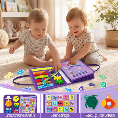 Toddler Busy Board Montessori Toys for Toddlers 1-3 2-4 Girls Birthday Gifts, Educational Activity Book Board Sensory Learning Toys, Airplane Car Travel Toys