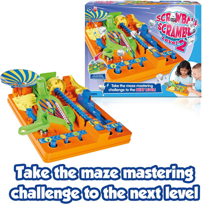 TOMY Screwball Scramble Level Up Marble Maze - Vertical Beat-The-Clock Marble Run Game - Skill & Dexterity Challenge - 1–4 Players - Ages 5+
