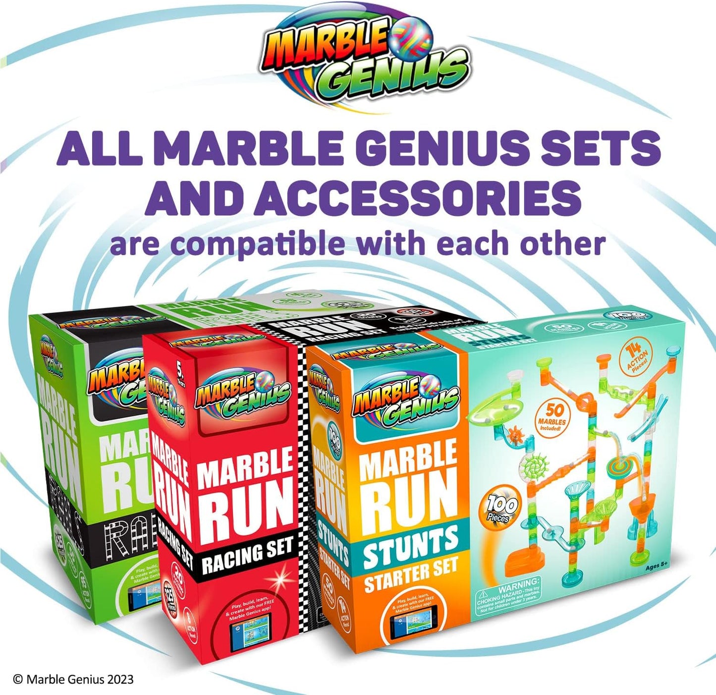 Marble Genius Stable Bases, 4pcs Marble Run Accessory Set for Kids Ages 4+, Fun Ultimate Marble Track Race Add-on Kit for Teens STEM