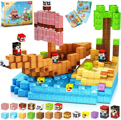 ToyUnited Magnetic Blocks-100PCS Magnetic Building Blocks Magnet Cube Toys Stacking,Build Forest World Set,STEM Montessori Sensory Toys for Kids Boys Girls Age 3 4 5 6 7 8 9 10 Easter Birthday Gift