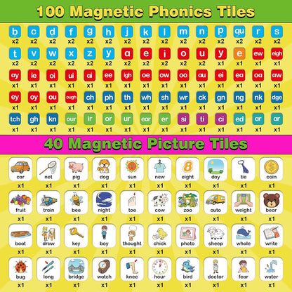 Aizweb Phonics Magnetic Letters Tiles,Phonics Games Hooked on Phonics,Learn to Read Spelling Phonemic Awareness Speech Therapy Manipulative Preschool Pre k Classroom Materials