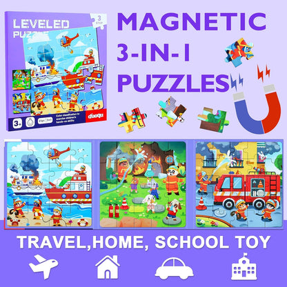 Magnetic Puzzles for Toddlers 1-3, Cartoon Mermaid Magnet 3 in 1 Jigsaw Puzzle, Kids Travel Puzzles Toys, Preschool Learning Toy for Kids 1-8 Year (Mermaid)