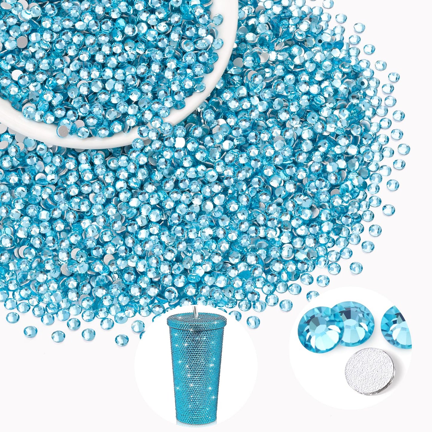 5000PCS SS6/2mm Glass Crystal Rhinestones (Clear), Bedazzling Flatback Rhinestones for Crafting DIY Crafts Nail Art Makeup Decoration, Gems Diamond Charms for Tumbler Shoes Clothing Mug