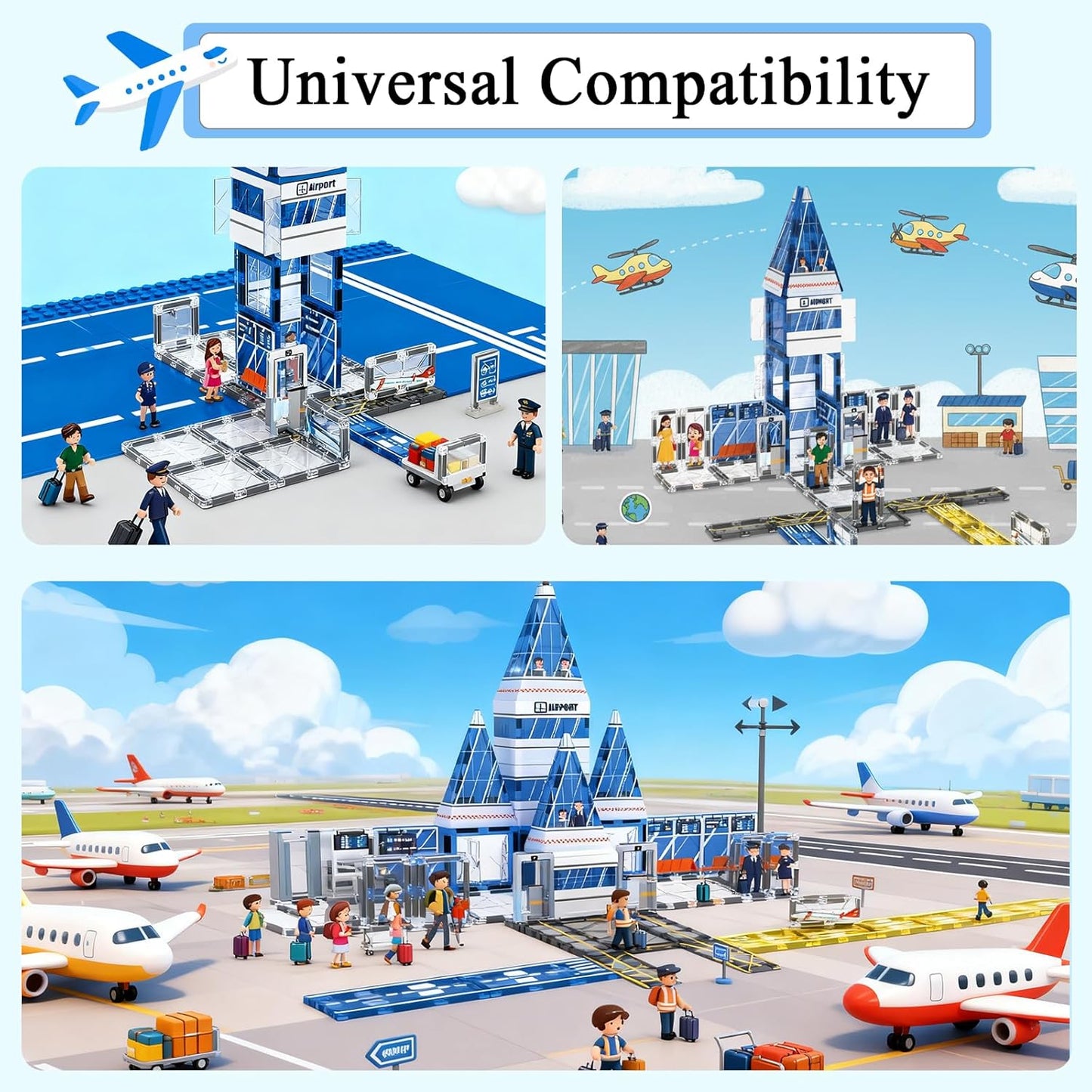 AFUNX Magnetic Tiles, 50PCS Police Station Theme Building Blocks Set, Magnet Building Blocks and STEM Preschool Toys for Toddlers Kids Ages 3-5 5-7 8-10