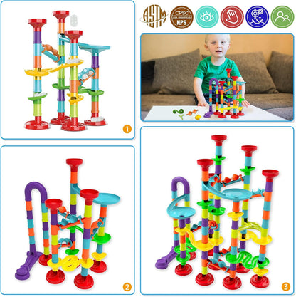 Marble Run Set Building Blocks Glass Marbles for Kids Ages 4-8 Girls Boys Toys STEM Maze Educational Race Game Birthday Gifts