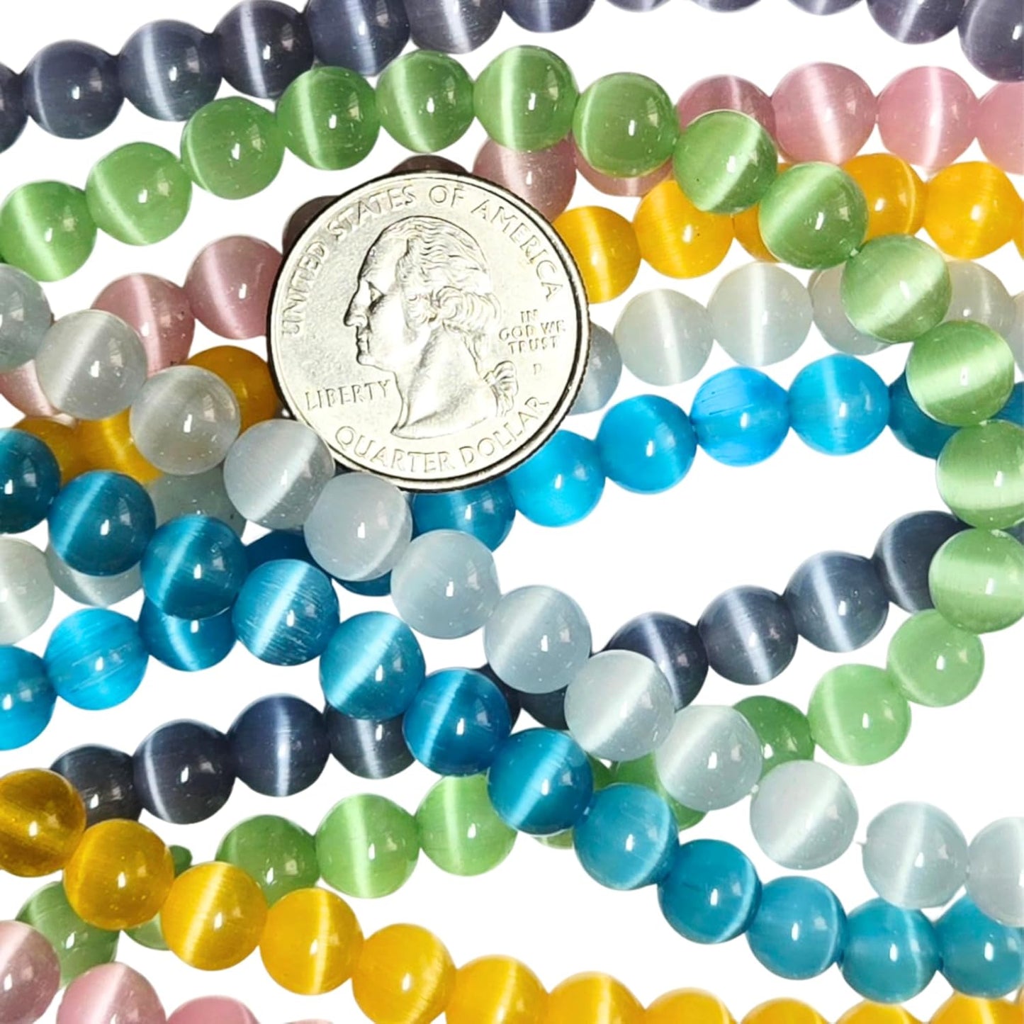 8mm Glass Beads Round Bulk for Bracelet, Glow in Dark Beads, DIY Jewelry Windchime Suncatcher Party Supplies, 300 pcs