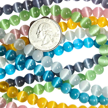 8mm Glass Beads Round Bulk for Bracelet, Glow in Dark Beads, DIY Jewelry Windchime Suncatcher Party Supplies, 300 pcs