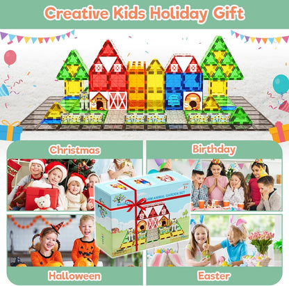 Magnetic Tiles, Magnetic Blocks Engineering Construction Vehicle Road Set, Toddler Toys for 3 4 5 Year Old Boys Girls Montessori Preschool Classroom Must Haves STEM Educational Kids Toys Birthday Gift