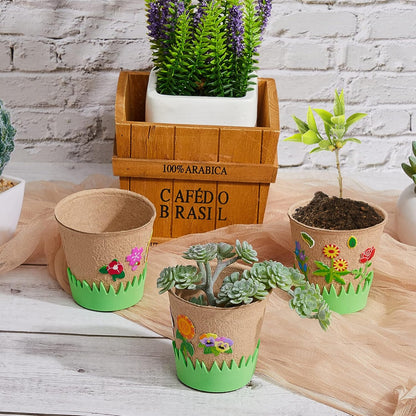 Jecery 30 Sets Garden Paper Craft Kit DIY Foam Flower Pots, Flower Planting and Growing Kit for Spring Summer Early Graduation DIY Crafts