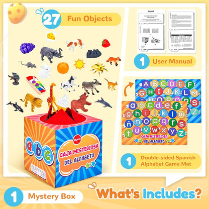 JoyCat Mystery Alphabet Box for Kids 26 PCS Letters Sorting Matching Game Activities Letter Sounds Fine Motor Learning Toys for Preschool Kindergarten Classroom - Easter Basket Stuffers Gifts