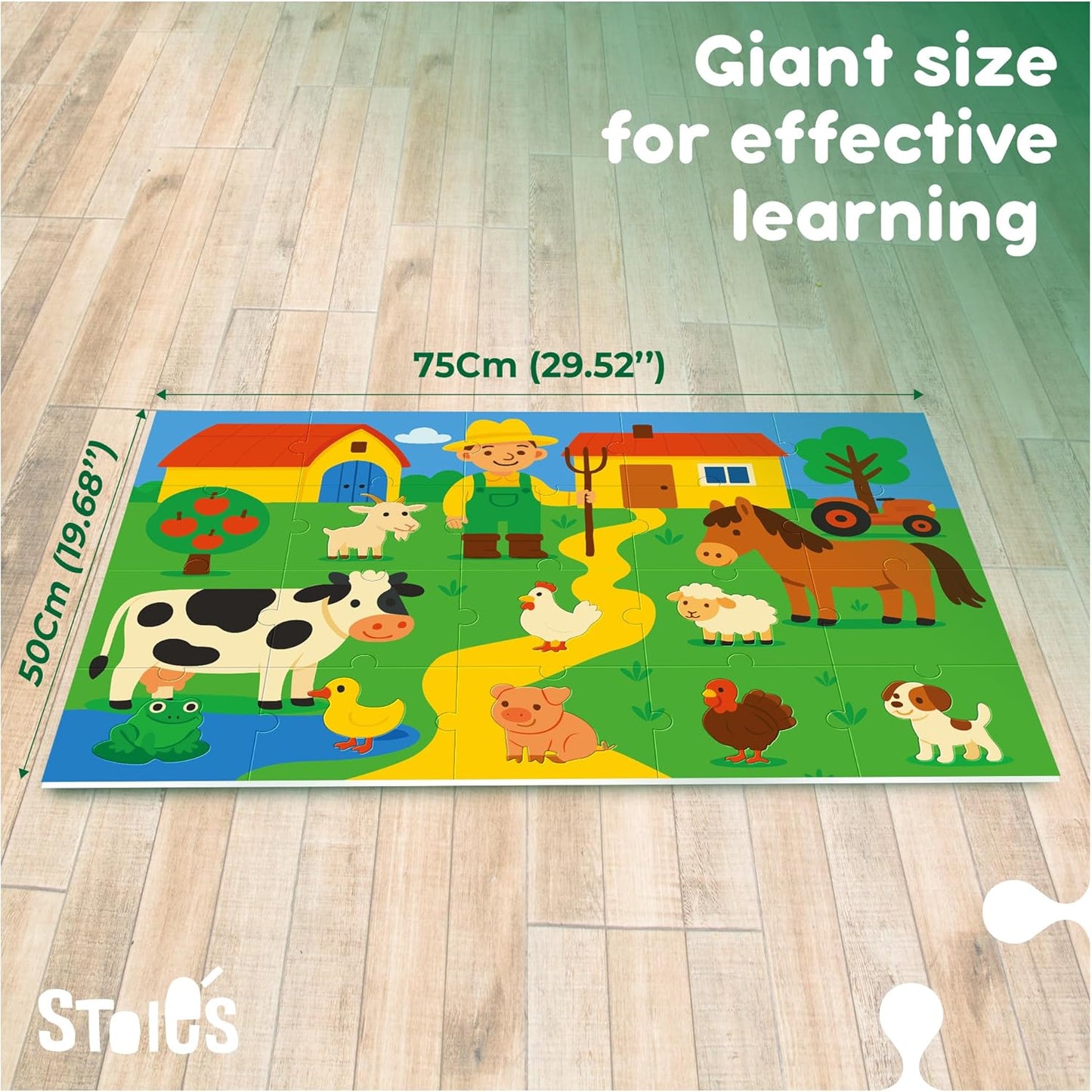 Stoie's Giant Floor Puzzle for Kids Ages 1-3 - My House Theme with 7 Different Rooms - Aids in Developing Fine Motor Skills and Critical Thinking - Made with Durable, Ecological Materials