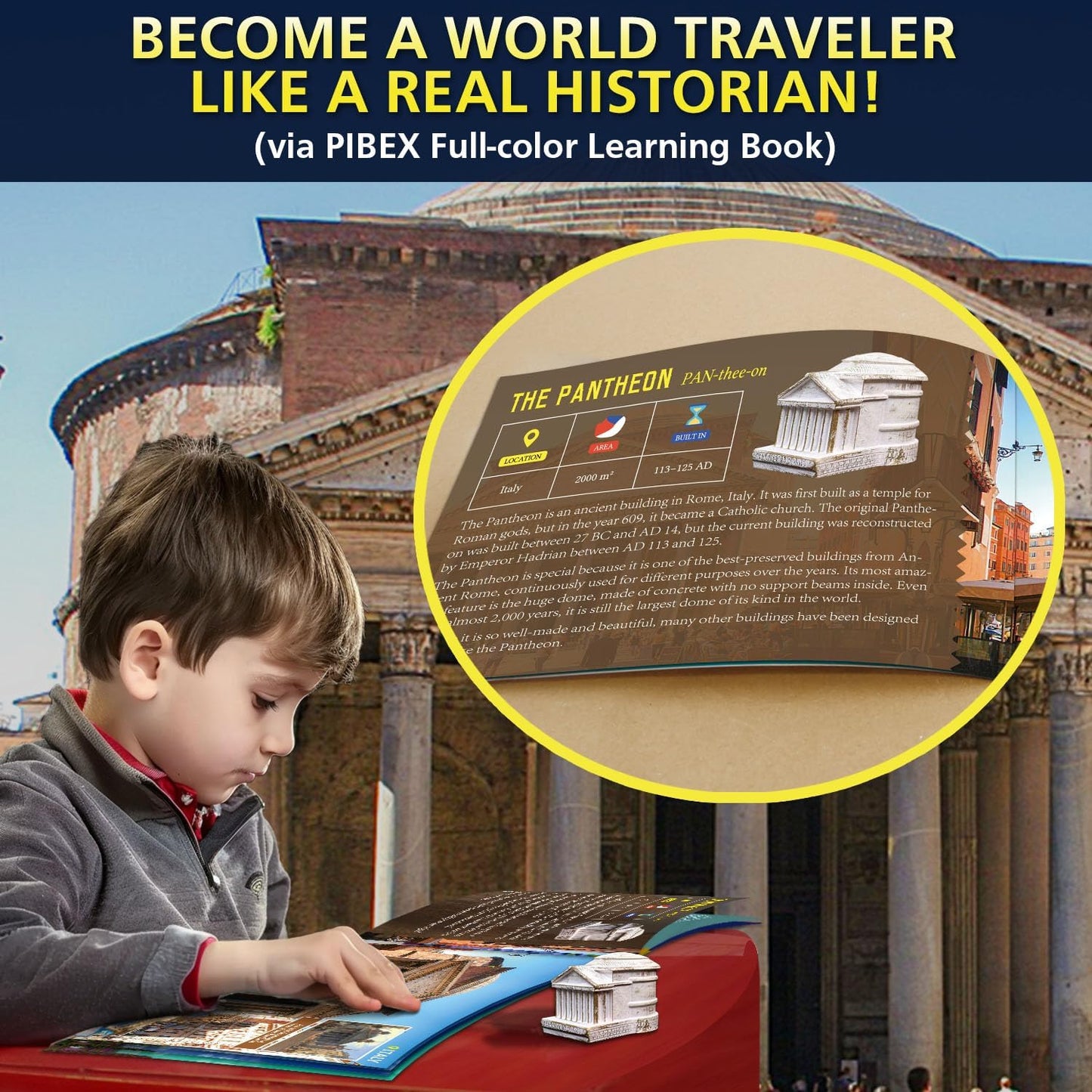 PIBEX Ancient Wonders Dig Kit, Dig up 6 Mystery Historical Landmarks & 6 Treasure Stones, Famous World History Architecture Toy Archaeology Set, STEM History Gift for Kids Age 6-8-12