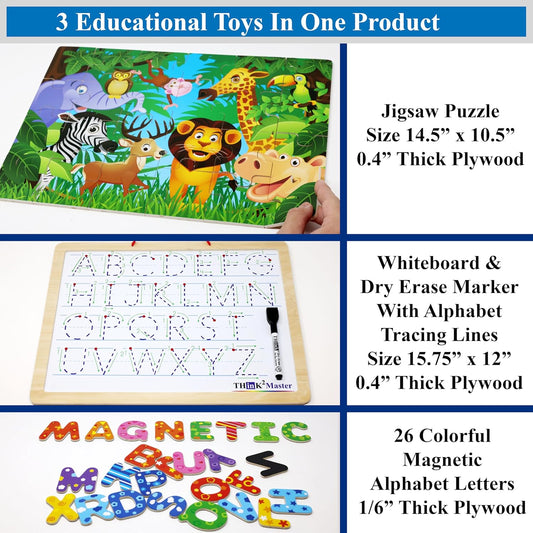 THINK2MASTER Alphabet Animal Puzzle.Size 14.5” x 10.5" (Animal Edition)