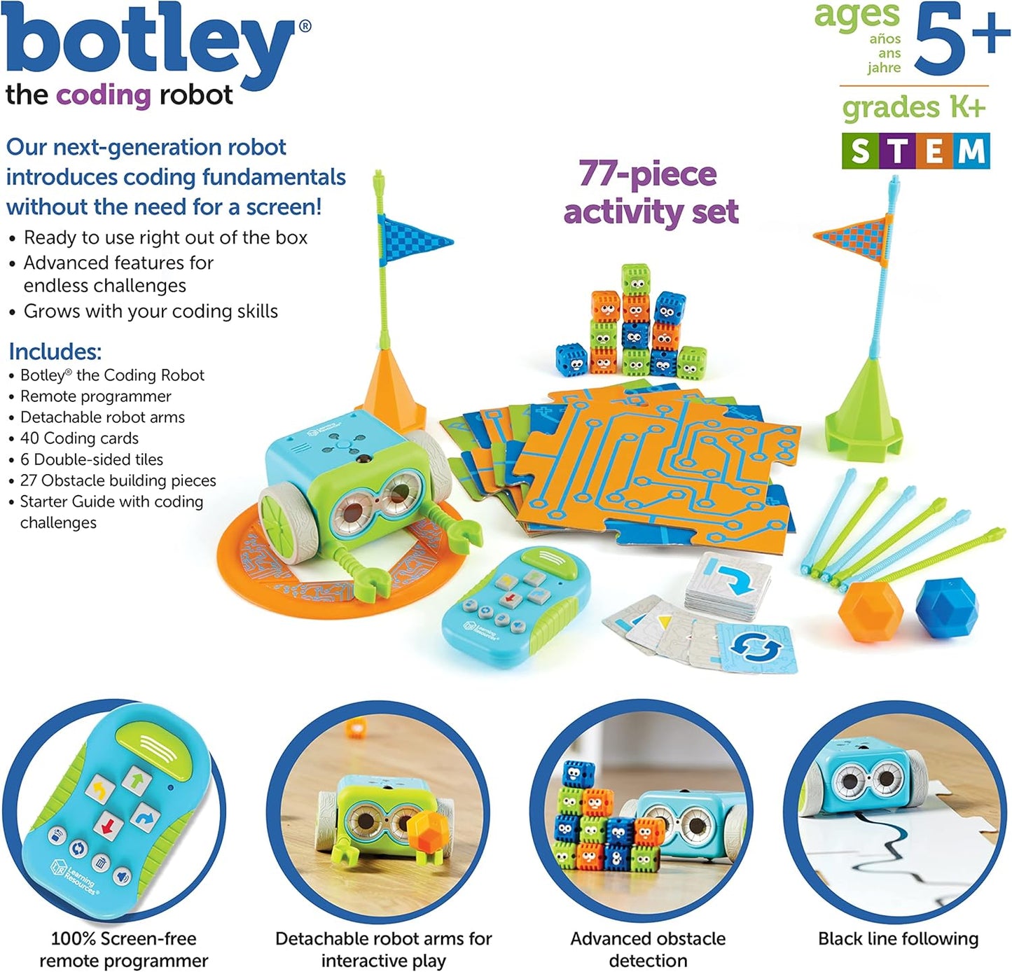 Learning Resources Botley the Coding Robot - Code Games for Boys and Girls, Robotics for Kids, STEM Programming, Scientific Building Toys, Engineering Gift Set