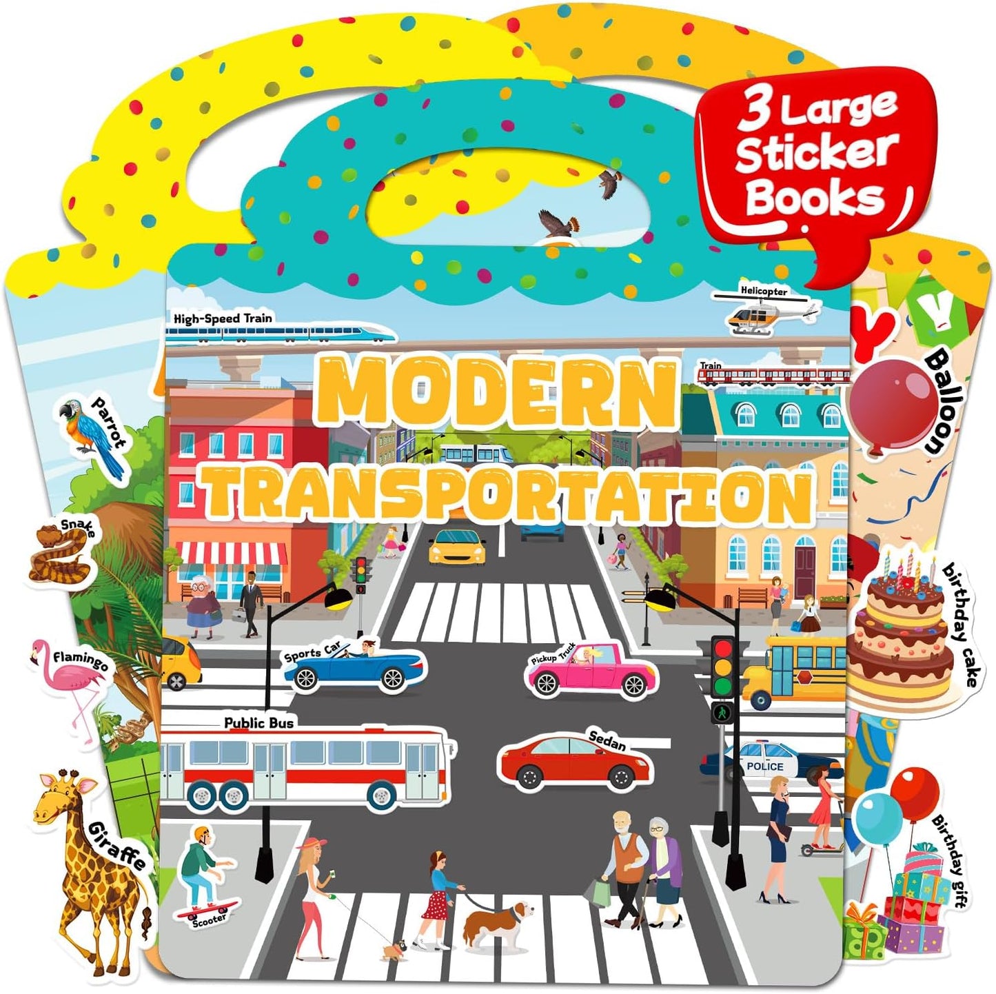 6 Sets Reusable Sticker Book for Toddlers 3-6, Jelly Sticker Books for Toddler, Travel Sticker Activity Toys for Kids 3 4 5 6 Years Old Girls & Boys