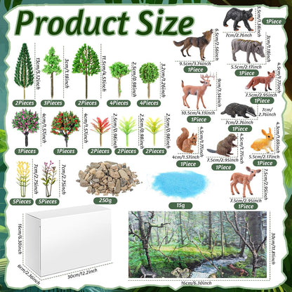 Teyva Daily 48 Pcs Dinosaur Diorama Kit Habitat Project Box Set 3D Dinosaurs Diorama Supplies Include Dinosaurs Model Figures & Eggs Volcano Artificial Trees with Cardboard for DIY Crafts Gifts
