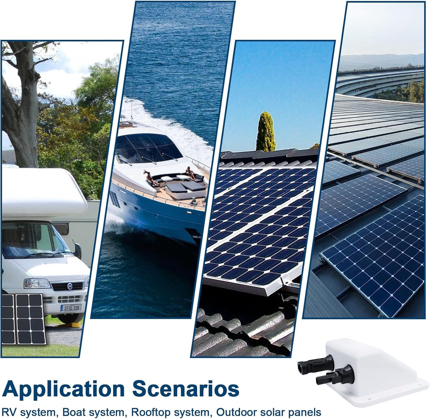 Solar Panel Mounts Bracket Set of 4pcs (White), Drill Free ABS Corner Roof Brackets Mounting Kit, Durable Solar Mount Rack Accessories for RVs, Trailers, Boats, Yachts, Vans, Carports