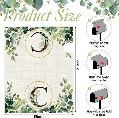 Tiamon Monogrammed L Mailbox Covers Magnetic Eucalyptus Welcome Letter Box Wrap Standard Size 21x18 Inch Spring Summer Leaves Mailbox Decor Eucalyptus Letter Numbers Decoration for Outdoor Garden Yard