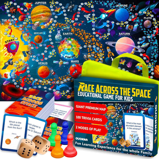 QUOKKA Board Games for Kids 8-12 - Family Games for Kids and Adults - Journey Across the World Card Game Ages 5-9 - Learn Capitals, Flags, Facts, and Map Locations with 195 World Map Cards