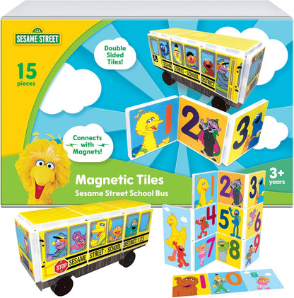CreateOn “Sesame Street” Toys, Magnetic Kids’ Building Tiles from “Sesame Street” Books, Colors with Elmo Magnet Tiles, Educational Toys for Ages 3+, 17 Pieces