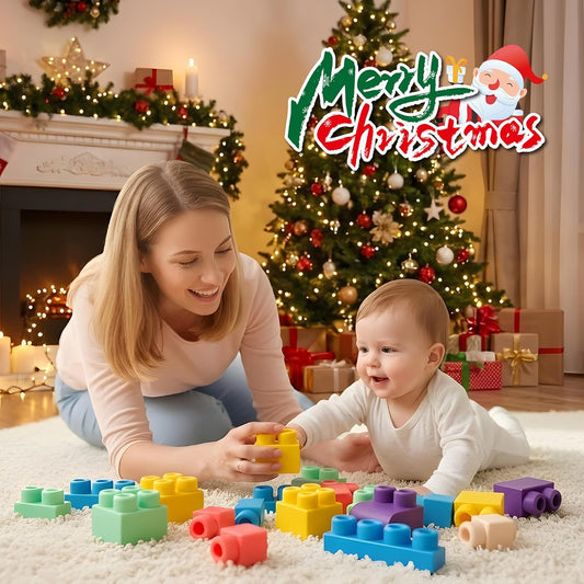Soft Building Blocks for Toddlers, Large Building Blocks Stacking Blocks for Babies 6 Months and Up Stem Toddler Gifts, Teething Toys, 40 PCS