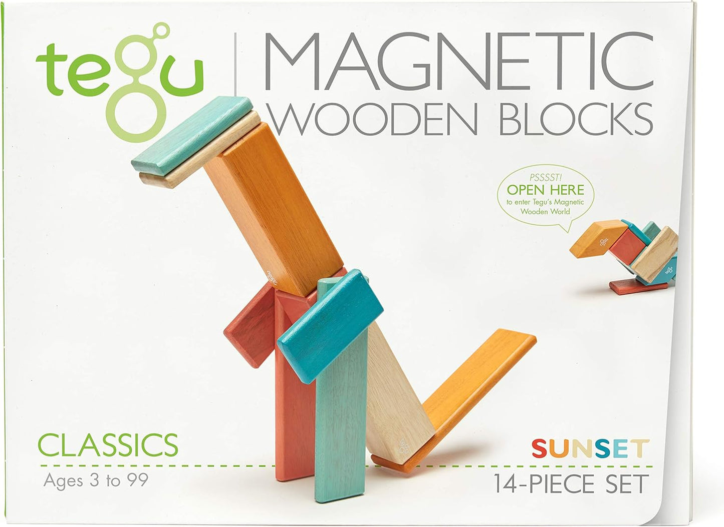 14 Piece Tegu Magnetic Wooden Block Set, Blues