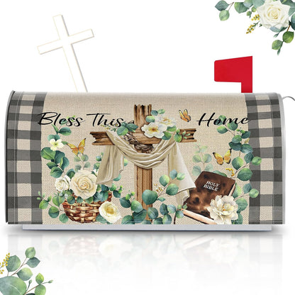 Tiamon Monogrammed L Mailbox Covers Magnetic Eucalyptus Welcome Letter Box Wrap Standard Size 21x18 Inch Spring Summer Leaves Mailbox Decor Eucalyptus Letter Numbers Decoration for Outdoor Garden Yard