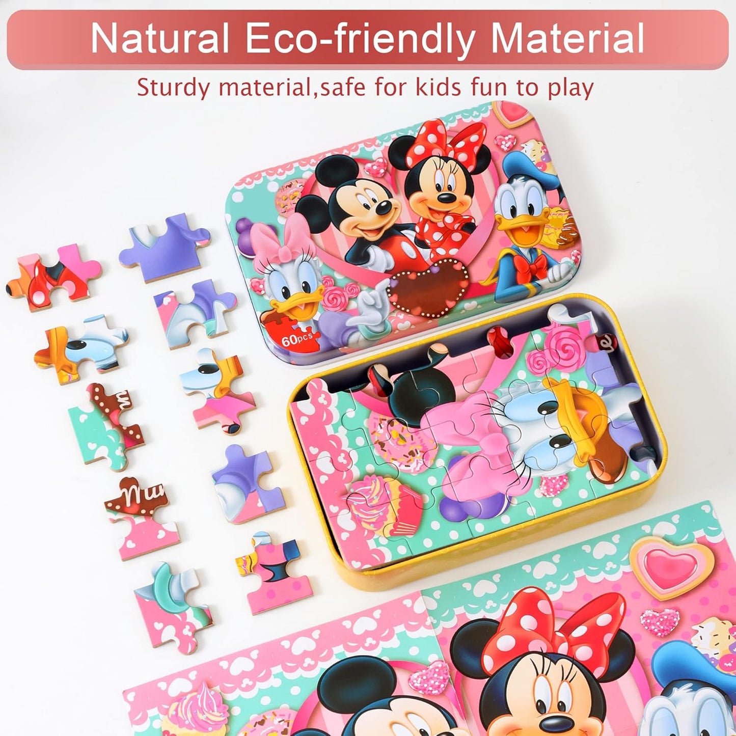 MZZOTOY Puzzles for Kids Ages 4-8, 60 Piece Puzzles for Kids Ages 3-5 in a Metal Box Girls and Boys Learning Educational Jigsaw Puzzle Toys Gifts