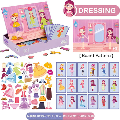 Toi Kids Magnet Toys Magnetic Jigsaw Puzzle Boxes with Game Board for Kids Ages 3-8, Portable Travel Game, Transport