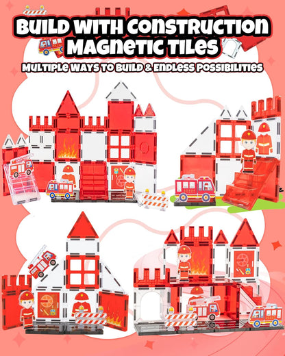 Magnetic Tiles for Kids, Construction Magnetic Building Blocks,37pcs STEM Educational Magnet Toys, Ideal Gift for Boys & Girls for Christmas & Birthday